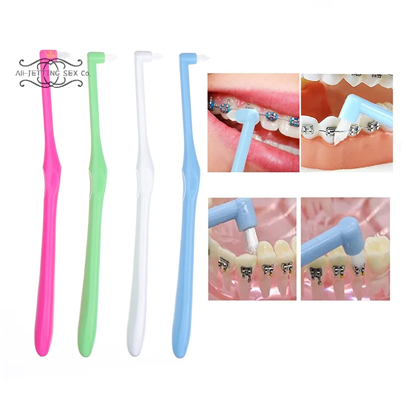 4Pcs Orthodontic Interdental Brush Single-Beam Soft Teeth Cleaning Toothbrush Oral Care Tool Small Head Soft Hair Implant Adult