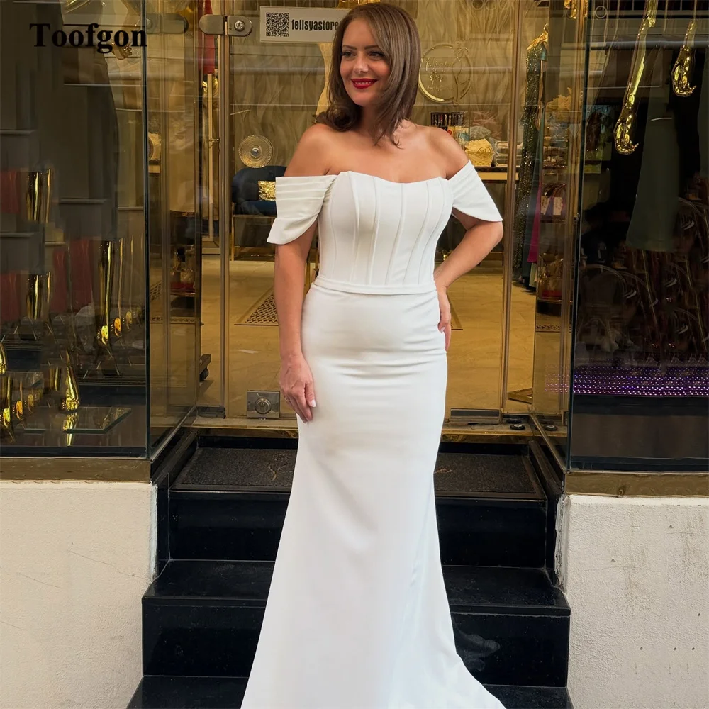 

Toofgon Ivory Mermaid Wedding Dresses For Bride Soft Satin Corset Back Customized Bridal Gowns Women's Photography Dress 2026