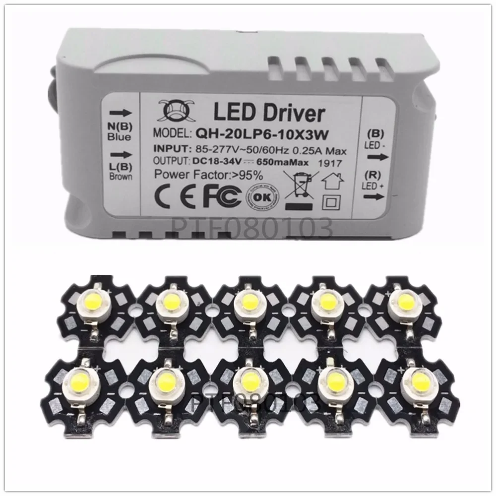 

10pcs 3W White 10000-15000K led chip and with 1pcs 6-10x3W led driver for DIY