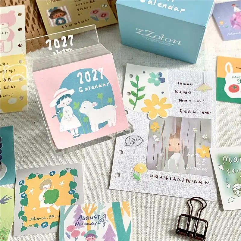 Ready Stock Zzoton Studio 2027 365-Day Calendar Year Of The Goat Girl for Card Making DIY Scrapbooking Plan Decorative Sticker