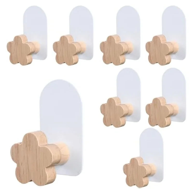 

ABRB-8PCS Shaped Hooks,Kids Room Decorative Hooks, Wood Coat Hooks, Adhesive Mounted Wall Hook For Hanging Coat Clothes