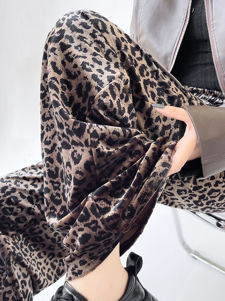 Women's Leopard Pants Baggy Streetwear 90s Aesthetic Streetwear Harajuku 2000s Y2k Pants Vintage Trousers Fashion Clothes 2024