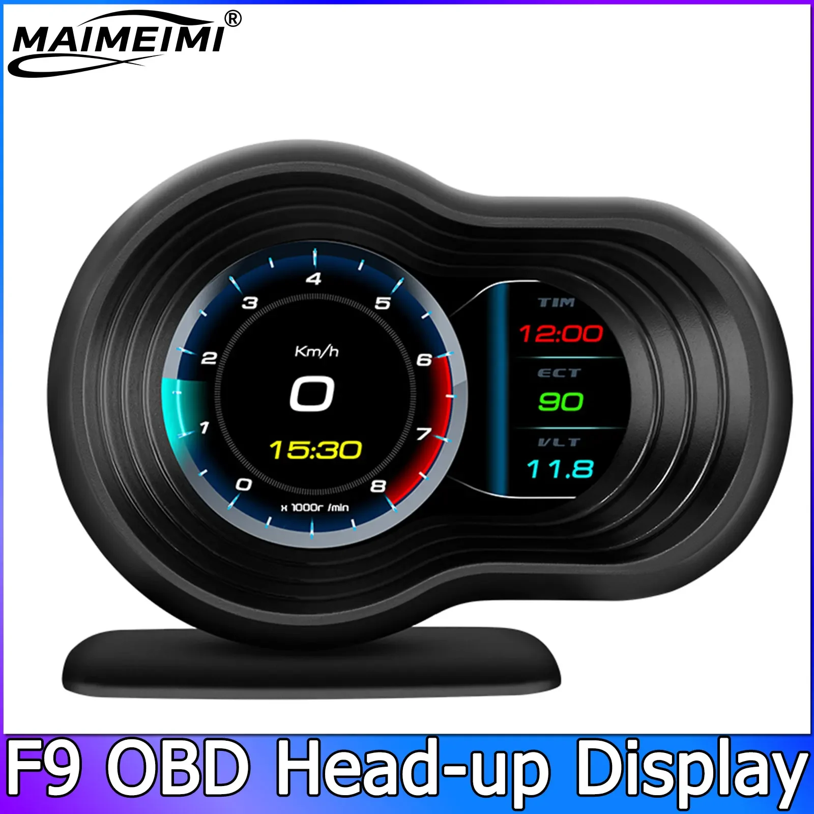 F9 Speedometer Fuel Level Gauge Water Temperature Voltage RPM Tachometer AFR Meter Multifunction OBD HUD Head-up Display