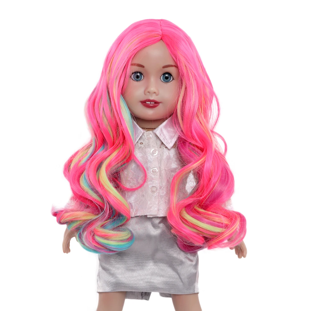 

Aidolla Aidolla 18inch American Doll Wig Gradient Colorful Long Curly Hair High Temperature Fiber Doll Accessories For DIY Doll