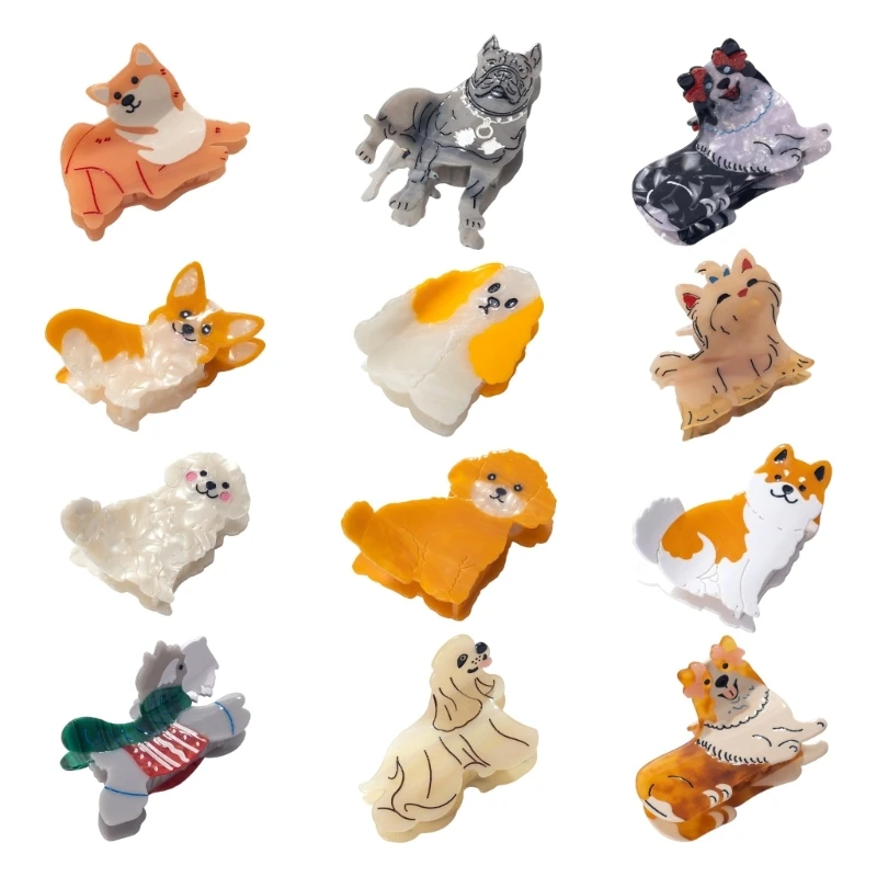 x7xb-color-stitched-small-puppy-claw-hair-clip-for-women-fashionable-cellulose-acetate-hair-accessory-headpiece