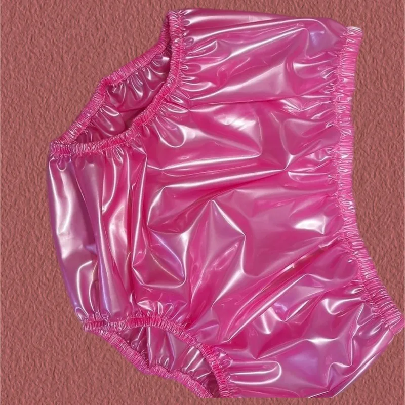 Loose PVC Leak Proof Waterproof Briefs Adult ABDL Sexy Plastic High Waist Triangle Pants Glossy Soft Plus Size Underwear