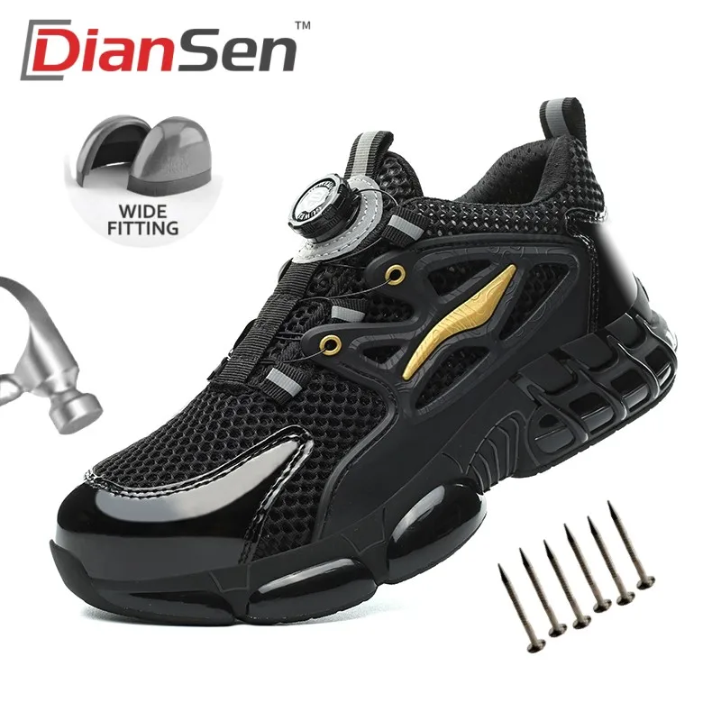 

Steel Toe Safety Shoes Men, Anti-Puncture Anti-Smash Non Slip Industrial Work Boots Lightweight Breathable Work Shoes