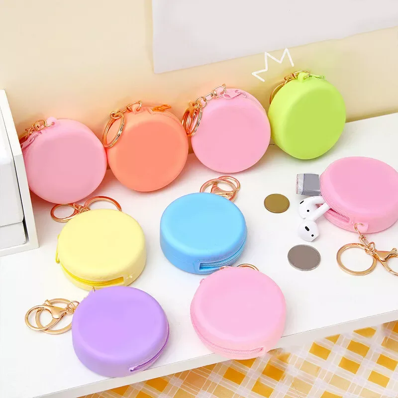 Candy Color Siliconen Mini Ronde Munthouder Case Munt Portemonnees Vrouwen Meisjes Mode Portemonnee Rits Portemonnee Voor Kinderen Dames Dames