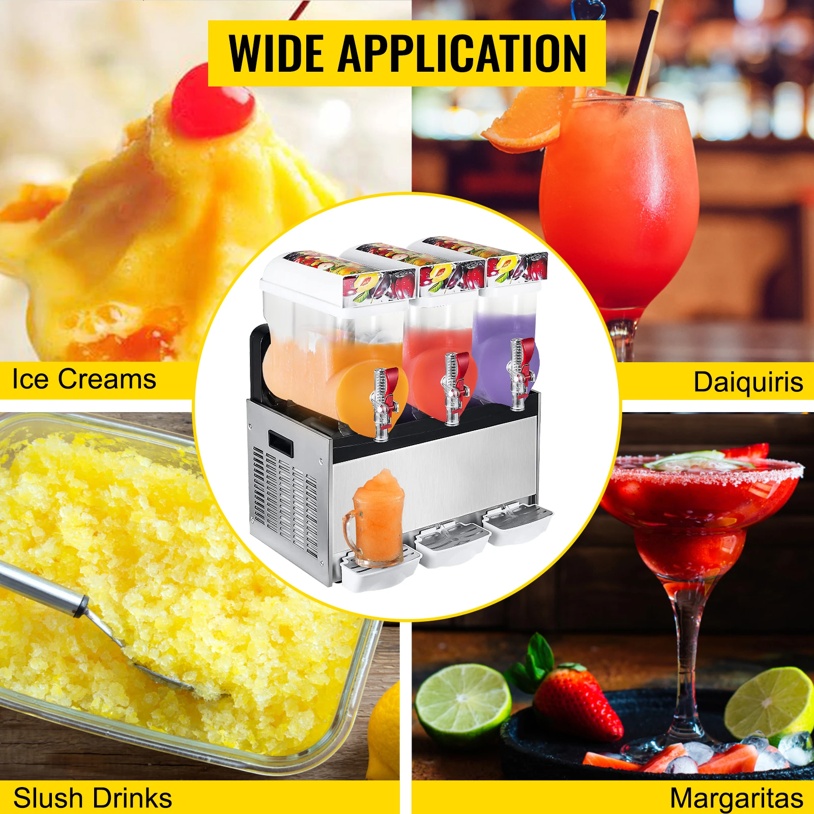 VEVOR 24L 30L 36L 45L Slushie อัตโนมัติเครื่องดื่มคั้นน้ำผลไม้เครื่องดื่ม Granizing หิมะ Smoothie Slush Maker สำหรับธุรกิจ