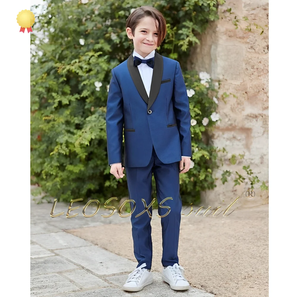 Vestito con collo a scialle per ragazzi set da 2 pezzi, smoking personalizzato per feste di compleanno per feste di matrimonio per ragazzi di 2 ~ 16 anni