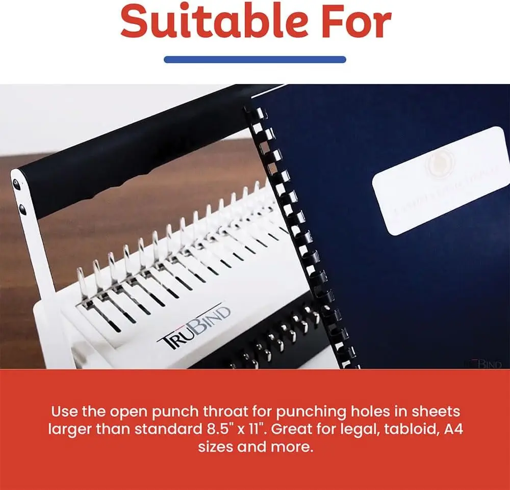 Manual Comb Binder Punch 20 Sheets Bind 425 Sheets 21 Disengageable Dies 19 Ring 2 Year Warranty