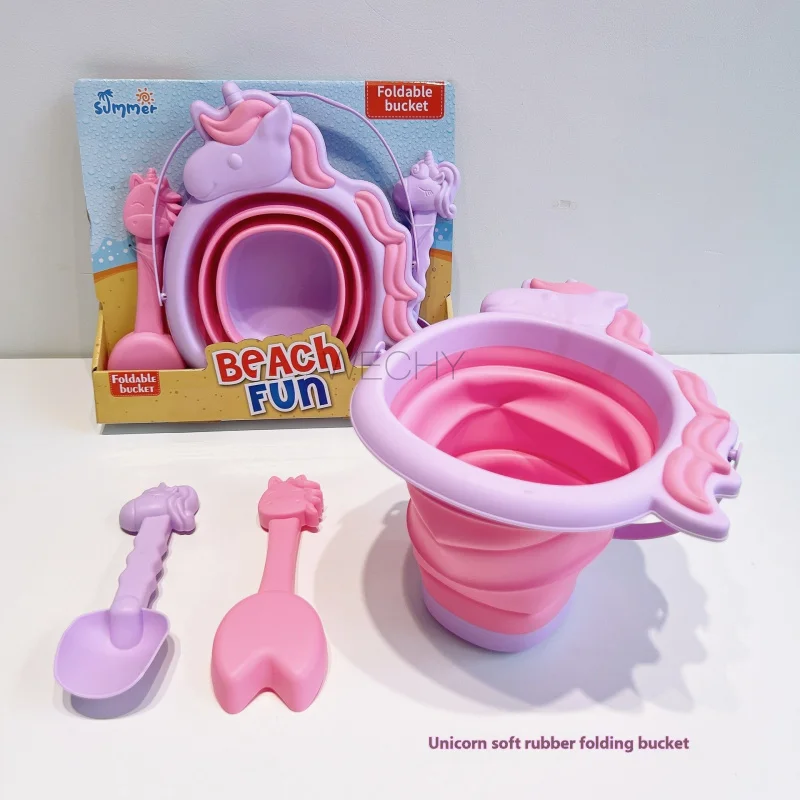2025新しいソフトラバー2.5L折りたたみバケツポータブルハンドヘルド水バケツ屋外子供のシリコーンビーチおもちゃ