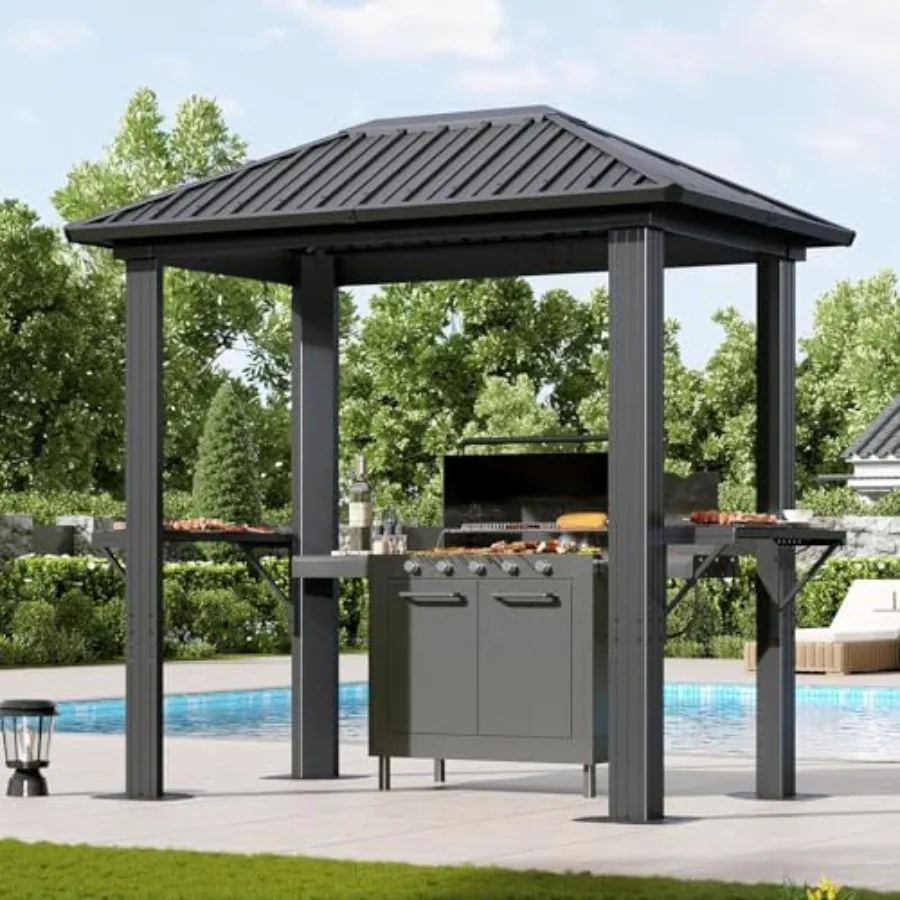 5 x 8Feet Grill Hardtop Gazebo with Galvanized Steel Roof