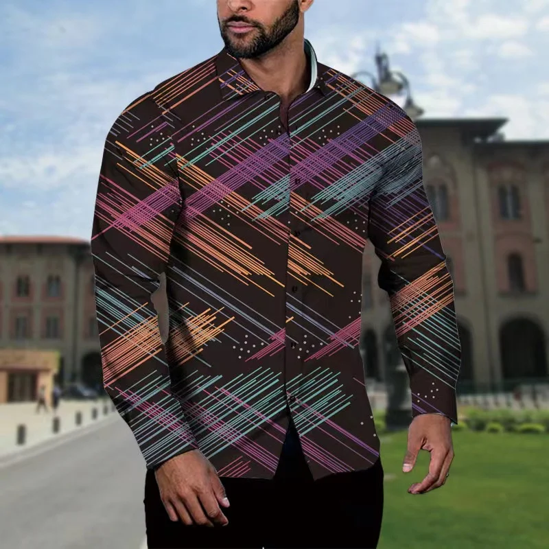High-end shirt, Hawaiian shirt, floral print, long-sleeved single-breasted clothing, fashionable street style, versatile design