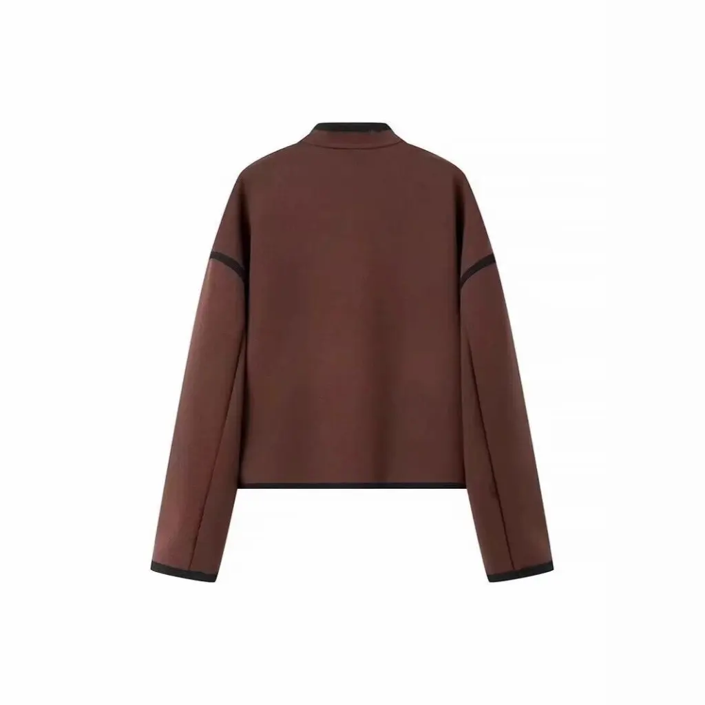 

Women's European American Style Casual Woolen Jacket Long-Sleeved Loose Fit Collar Niche Design Sense