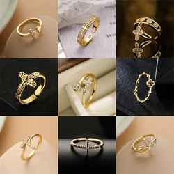 Classical Cross Open Rings For Women Girls, Cubic Zirconia Finger Band , Modern Lady Dating Party Jewelry