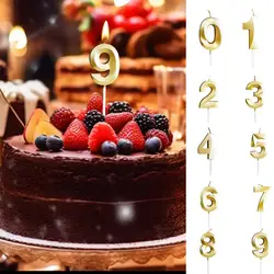 Gold Happy Birthday Number Cake Candles 0 1 2 3 4 5 6 7 8 9 Cake Topper Kids Girls Boys Bar Baby Party Supplies Decoration