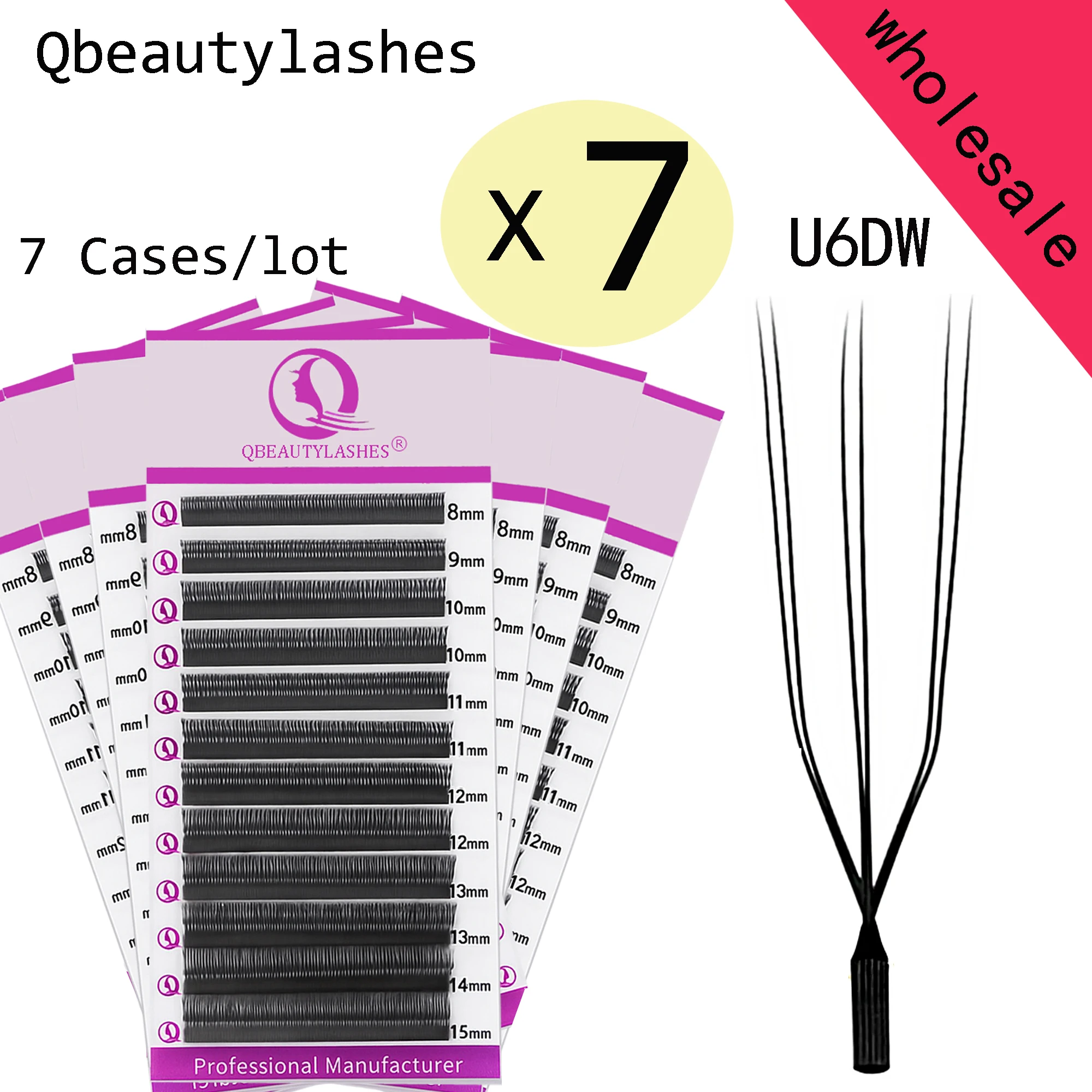 

Qbeautylashes 7 Trays/lot U 6DW 3D eyelash extensions U Lashes New Style Premade Fans False Eyelashes beauty