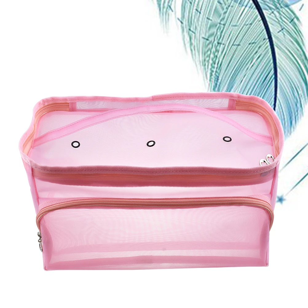 

1pcs Woolen line Container Net Bag with Three Holes Mesh Bag Portable Mesh Tote Backpack Storage Bag(Pink)