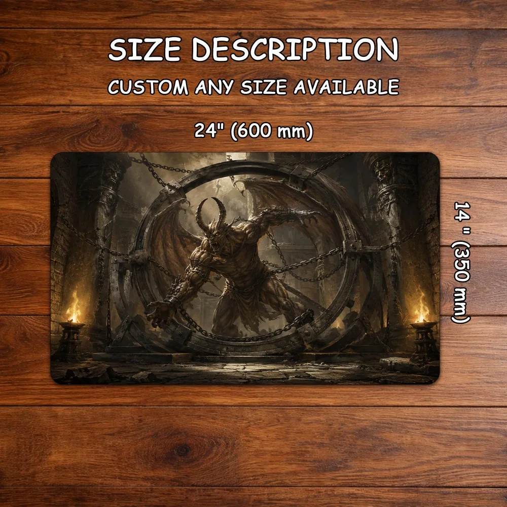MTG Commander Playmat,  Temple Devil palymat, Familiar Fantasy Magic The Gathering EDH Card Game Rubber Base Gaming Mat