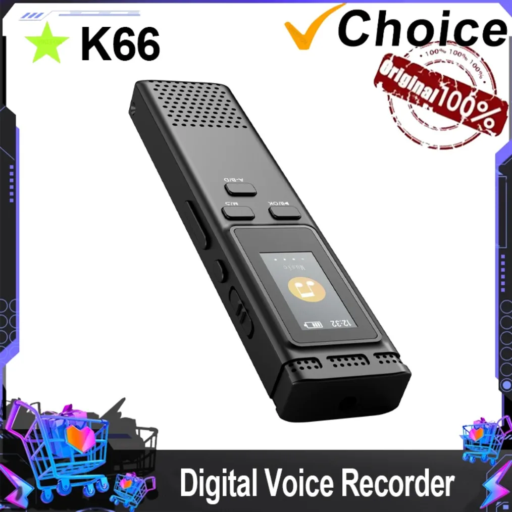 مسجل صوت رقمي مع تنشيط صوتي للحد من الضوضاء 64 جيجابايت/16 جيجابايت مشغل موسيقى MP3 يصل إلى 288 ساعة تسجيل صوتي