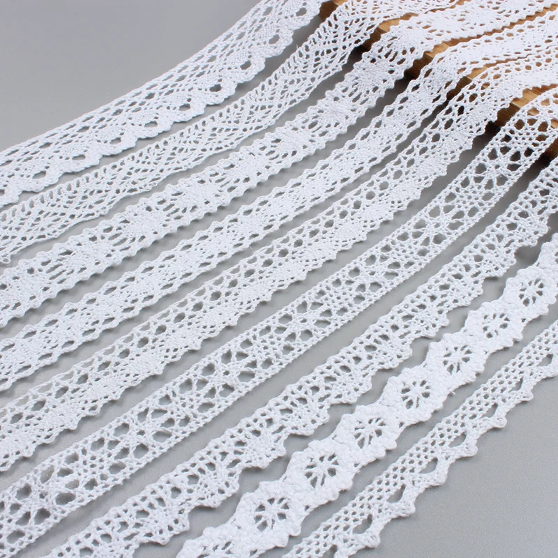 5Yards(4.6Meters) White Cotton Embroidered Lace Net Fabric Trims DIY Sew Tulle Handmade Craft Sewing Ribbon Materials