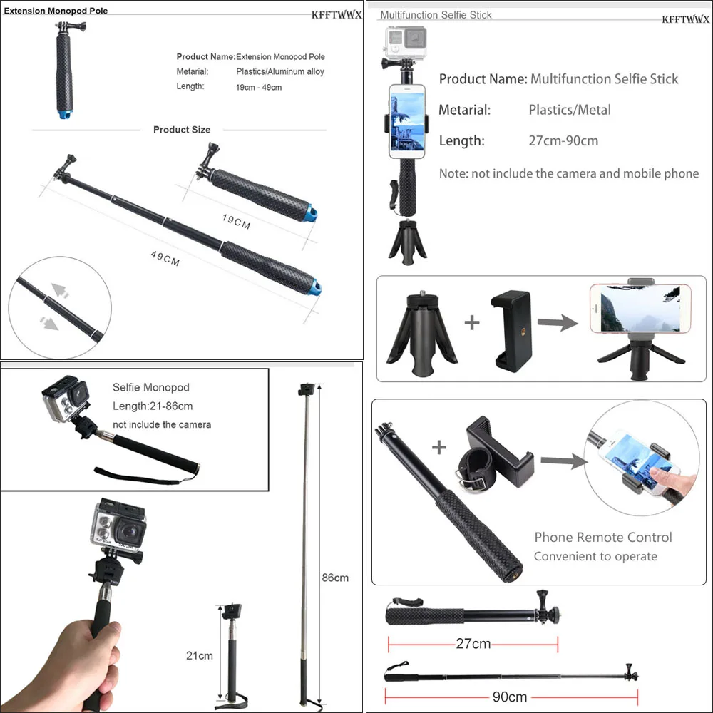 مجموعة ملحقات Yoethan لـ Gopro Hero 13 12 11 10 9 8 7 6 5 4 3 Black Max Go Pro Session YI 4K SJCAM EKEN Osmo AKASO ملحق
