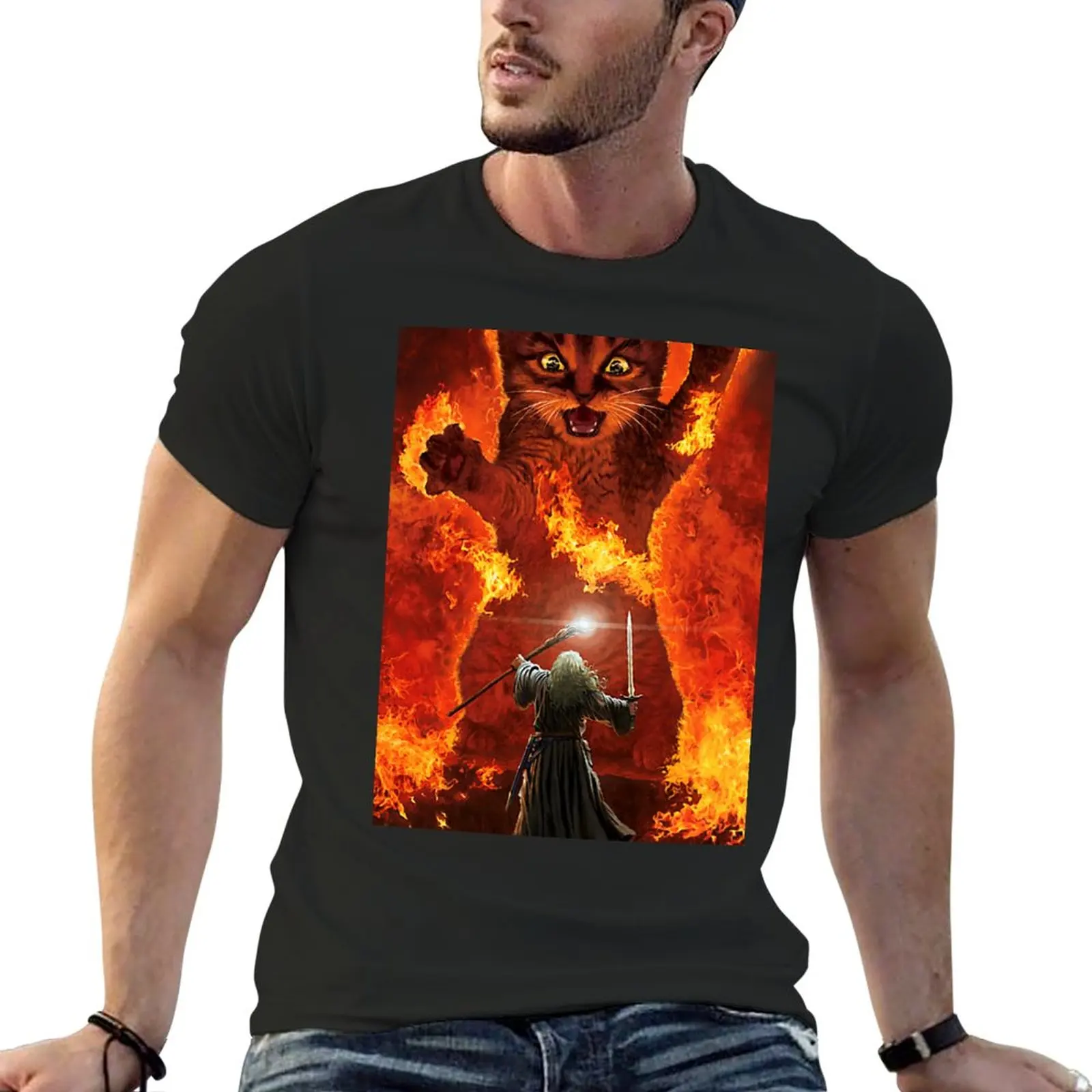 New Balrog cat shirt TShir T-Shirt Short sleeve oversized t shirt mens graphic t-shirts hip hop