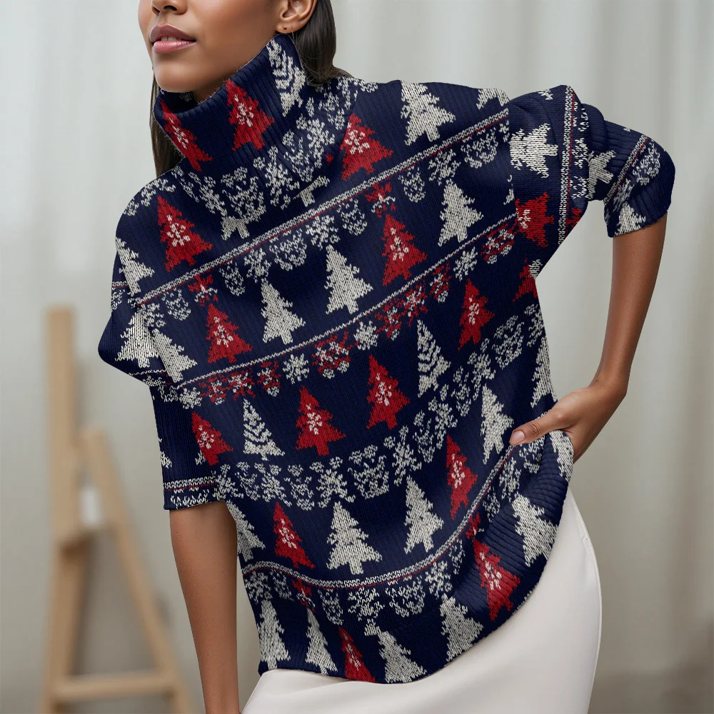 سترة الياقة المدورة لحفلات المهرجانات ملابس عيد الميلاد سترة نسائية غير رسمية سترة بأكمام طويلة