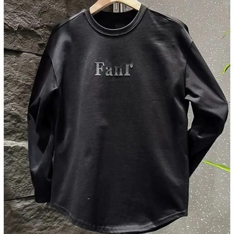 New Letter Casual Zipper Round Neck Sweatshirt Men\'s Trendy Brand Versatile Couple\'s Loose T-shirt Base Shirt