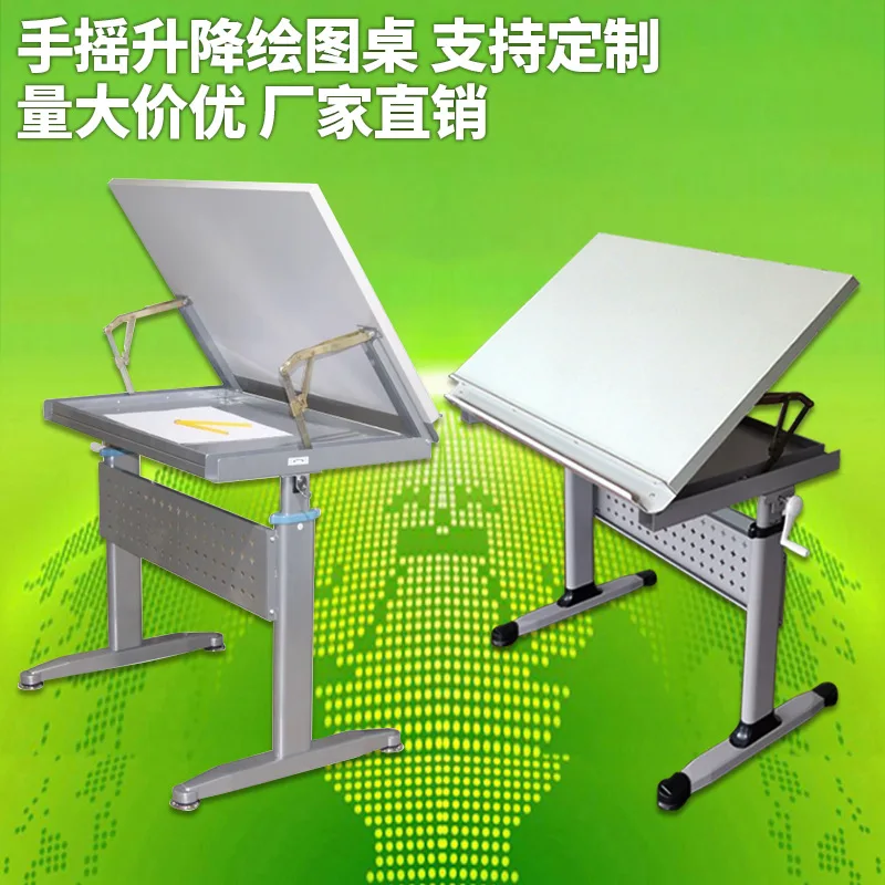 Manufacturer hand-cranked lifting drawing table art student multi-functional desk engineer drawing table with ruler painting