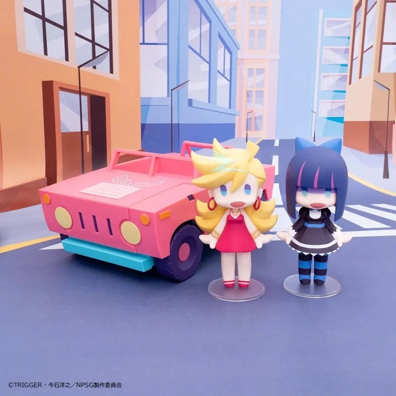 

Genuine Gsc Hello！Panty & Stocking With Garterbelt Panty Stocking Pink Car Q-Version Figure Hipper Ornaments Gift For Kid