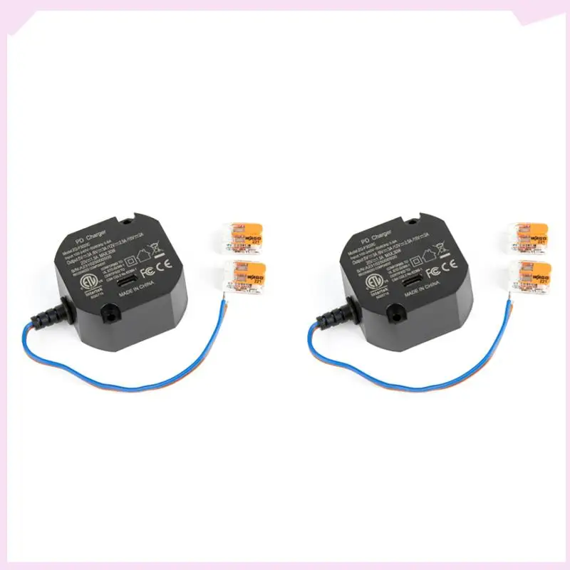 

B24B 2X AC To USB C Adapter Flush Wall-Mounted Power Supply For USB-C Tablets 5-20V With Output 30W Charger
