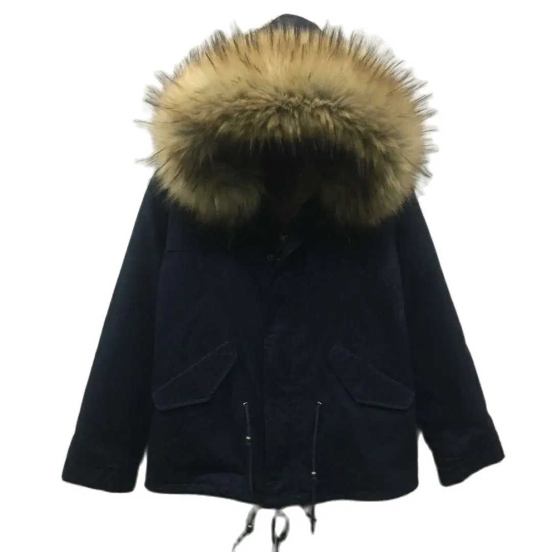 

Winter Hot Style Natural Color Faux Fur Lined Parka Short Men Coat With Faux Fur Collar
