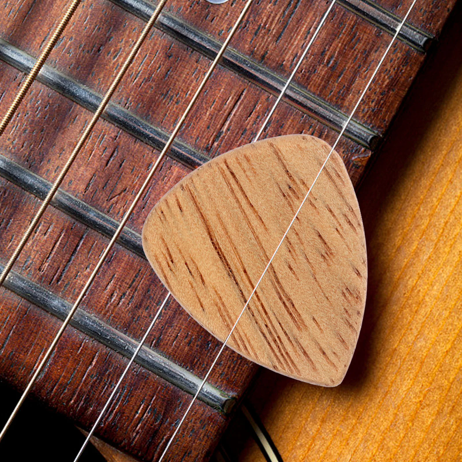 

6pcs Wood Picks Durable Folk Guitar Plectrum Replacement Accessories For Acoustic Electric Ukulele Bass Clear Sound Medium
