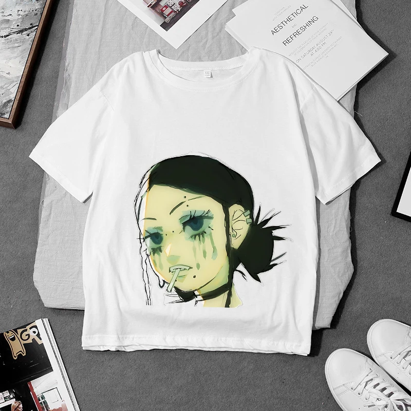 

Y2K Japanese and Korean manga style character avatar print loose women's T-shirt summer new women's casual plus size top