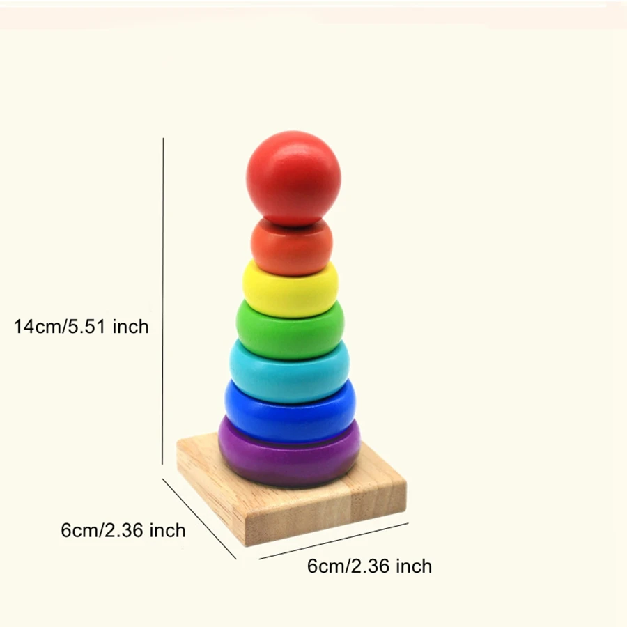 ห่วงชั้นและคอลัมน์เพลงพับได้สำหรับเด็กหอสายรุ้งมอนเตสซอรี่ของเล่นไม้เพื่อพัฒนาการ