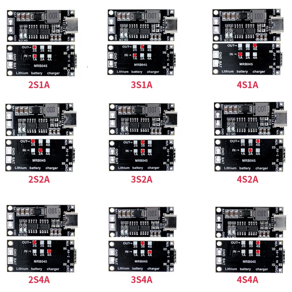 2S 3S 4S Type-C To 8.4V 12.6V 16.8V Step-Up Boost LiPo Polymer Li-Ion Charger 1A 2A 4A PCB Board Module 18650 Lithium Battery