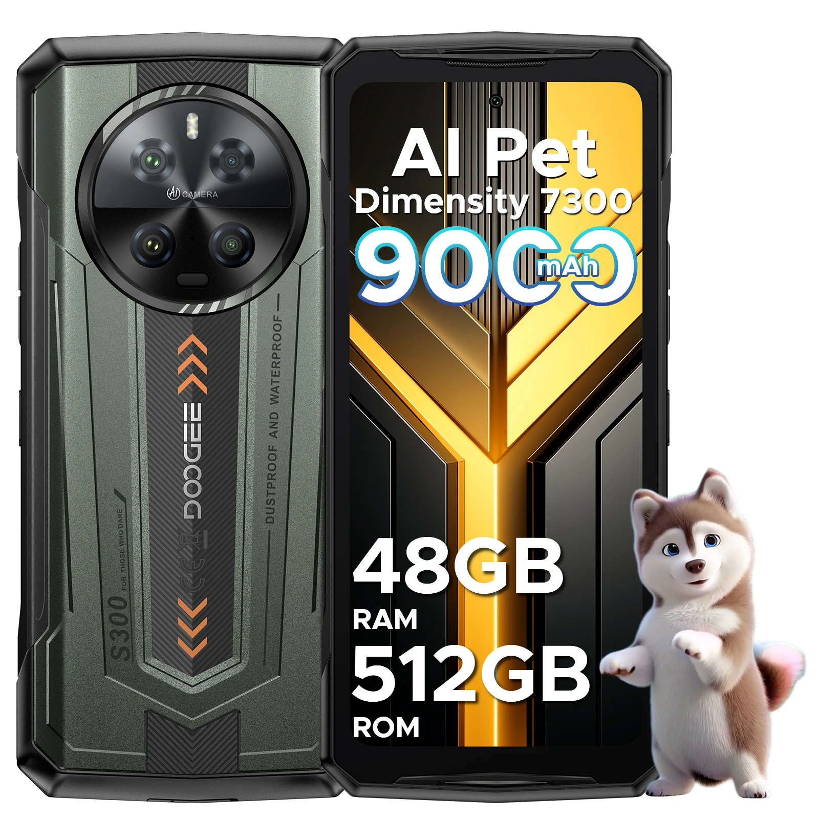 DOOGEE S300 robuuste telefoon MediaTek Dimensity 7300 5G smartphone 48GB RAM (12+36) 512GB ROM 108MP hoofdcamera 20MP nachtzichtcamera 9000mAh batterij Google Pay NFC ondersteunt smartphones