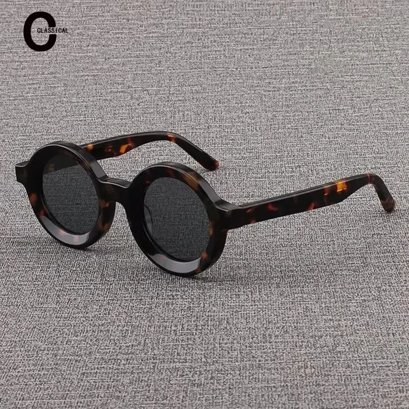 Top Quality Acetate Business Sunglasses Women's Vintage Round Frosted Outdoor UV400 Driving Protective Sunglasses for Men