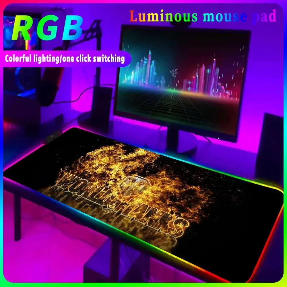 

Cool RGB Mousepad W_world of T_tanks High Definition Printing Mouse Pad Keyboard Gamer Decoracion Desk Mat Luminous Desk Mat