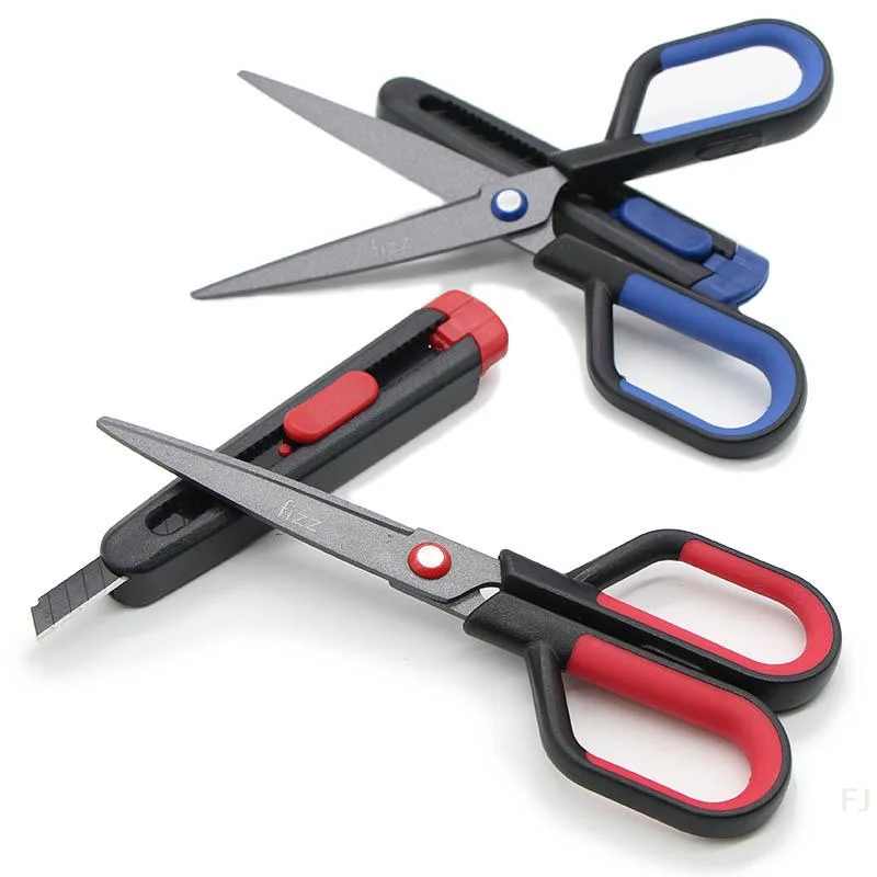 

[YU]Integrated Cutter Blade Tape Cutting Anti Adhesive Non Sticky Scissors Multifunctional 2 In 1 Fluoride Coated Sharp Scissor