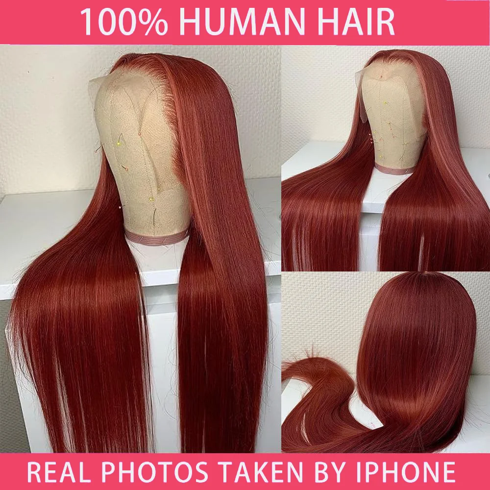 Straight Lace Front Wigs Human Hair Pre Plucked 13x6Transparent Lace Front Wigs for Women Reddish Brown Lace Front Wigs 33#