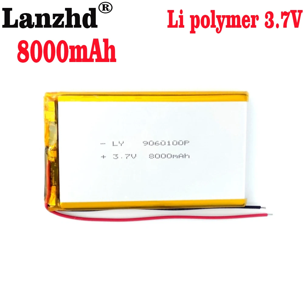 

8-24PCS lithium ion polymer 3.7V 8000mAH 9060100 Li Polymer Li ion batteries for tablet pc BANK GPS mp3 mp4 speakers