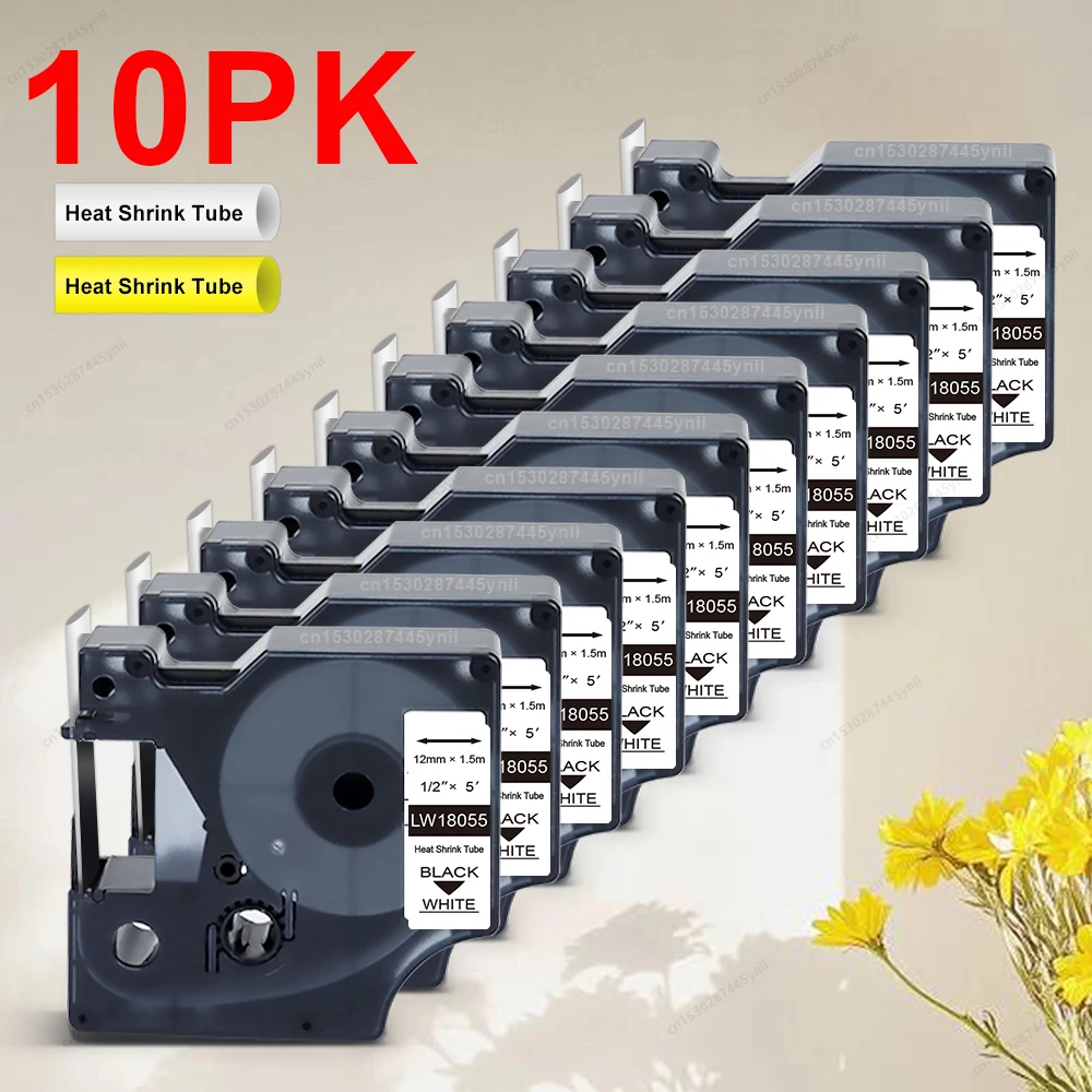

2/5/10Pcs 18051 Compatible Industrial Heat Shrink Tube Labels for DYMO 18052 18055 18056 for Dymo Rhino 5200 4200 Label Printer