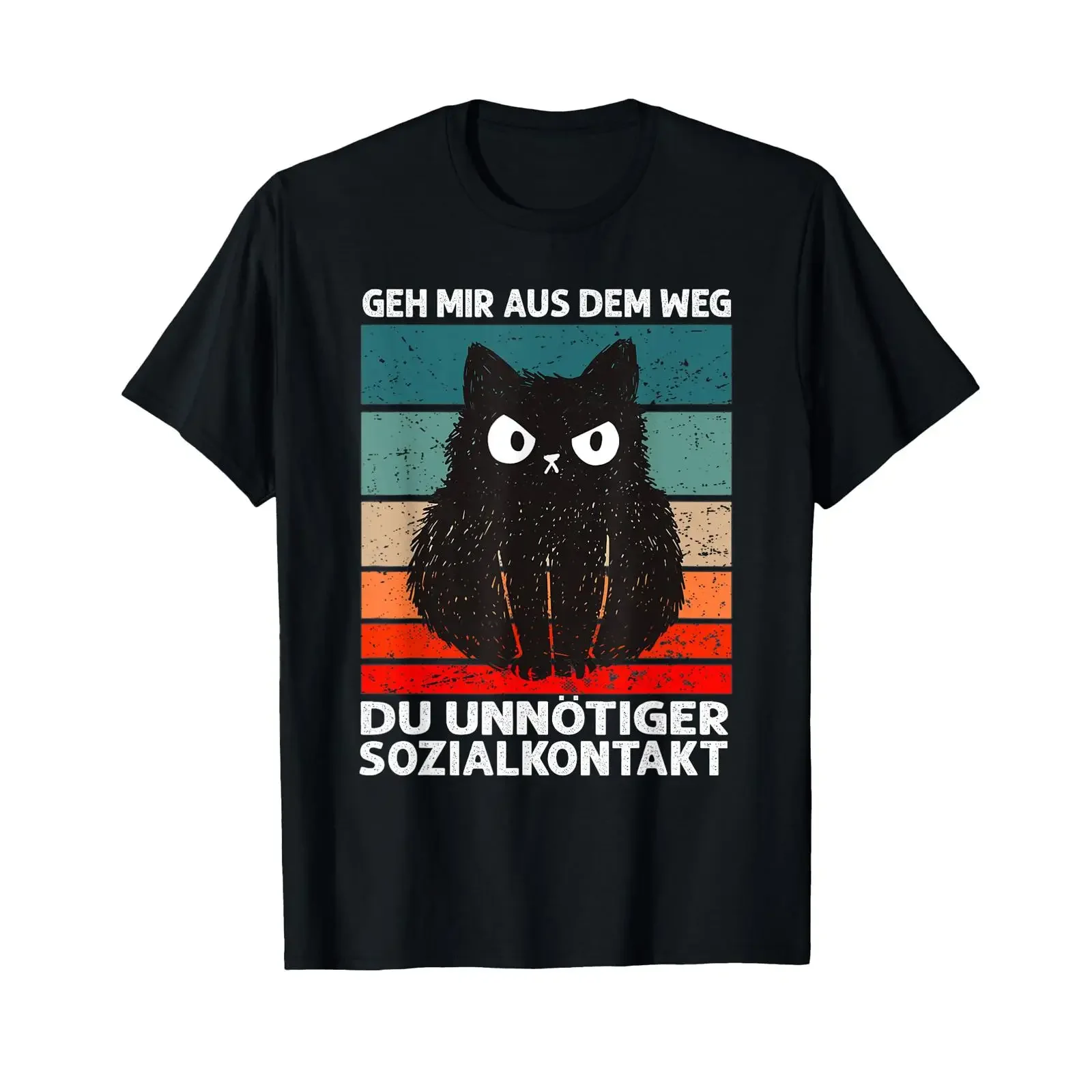 Get out of my way you unnecessary social contact cat T shirt vintage Washed Comfortable Slightly Casual fashion homme
