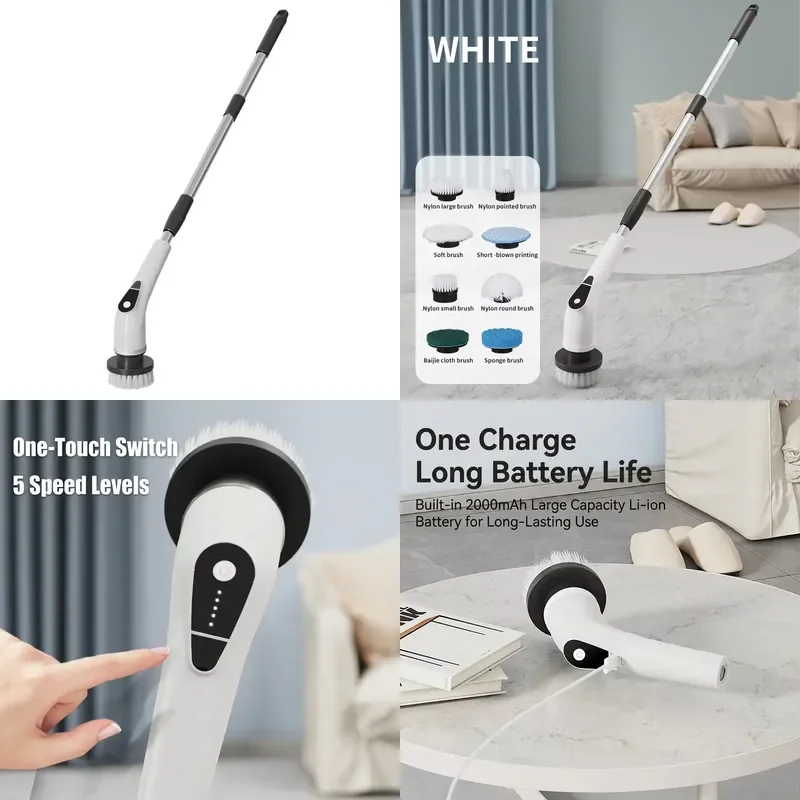 for  Smart Electric Rotary Cleaning Brush Cordless  Bathroom Kitchen Office Home Cleaning Tools