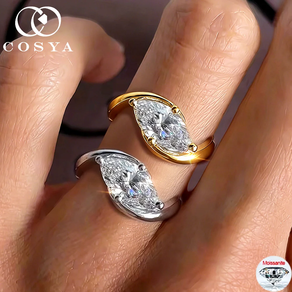 

Кольцо COSYA с муассанитом огранки «Маркиз» 1/2 карата для женщин, серебро S925 с покрытием из 18-каратного золота, обручальное кольцо-солитер с бриллиантом «Восток-Запад», ювелирное изделие