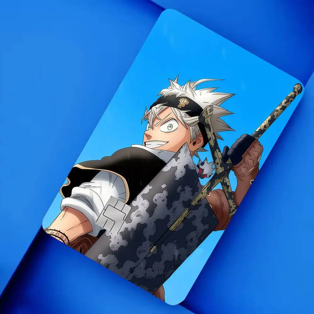 B-Black Clover A-Asta 4pcs 1Set Film Skin for Debit Credit Bank Visa Card Decal Cover