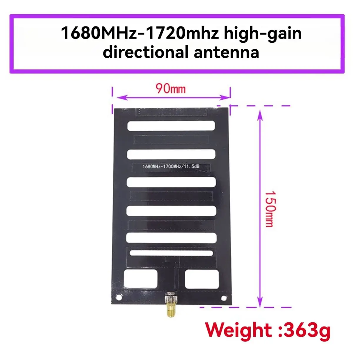 A86G NEW 1680-1720MHz 12DB 50W High Gain Antenna Gain Antenna Directional Antenna 50Ω SMA Inner Needle